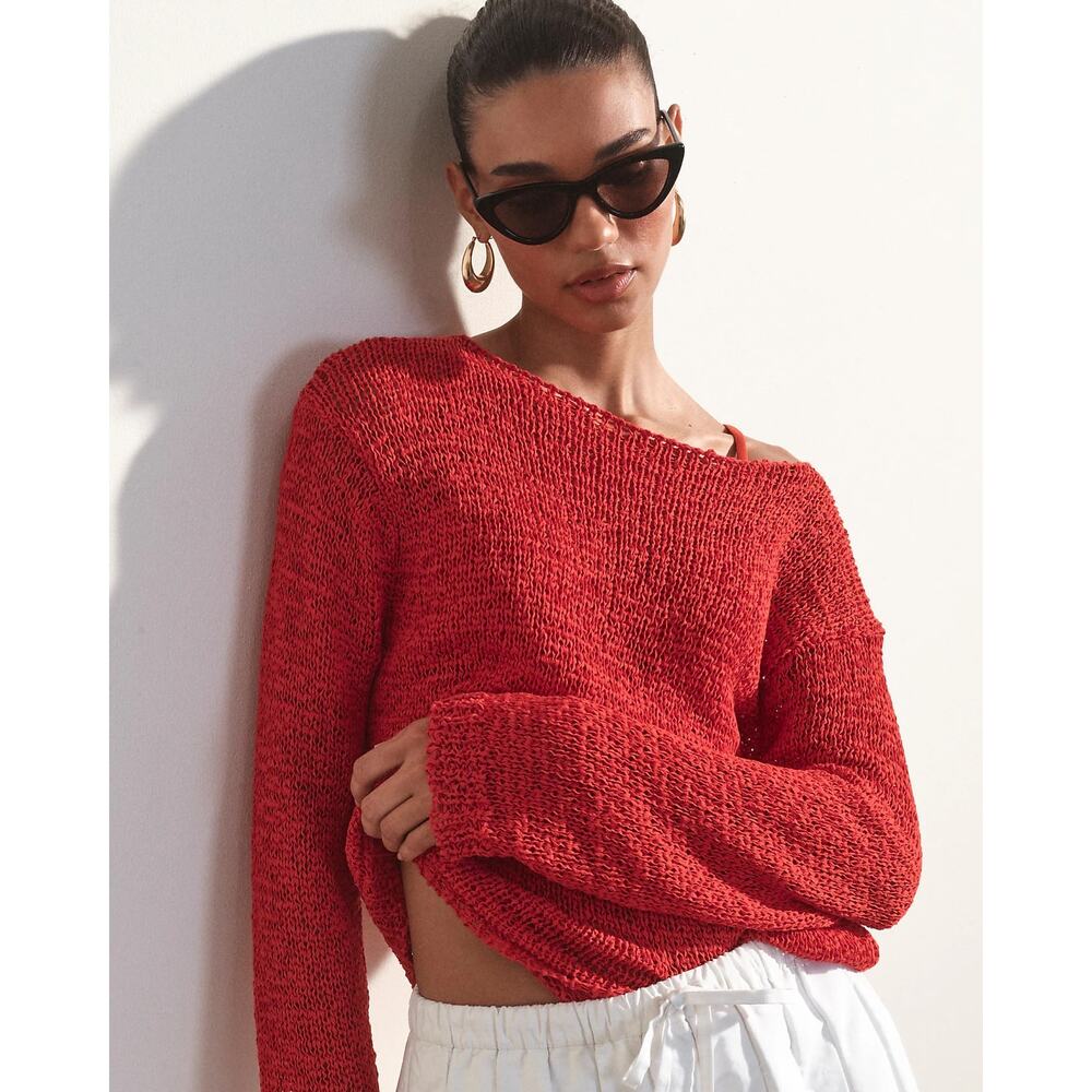 NWT J.Crew Montauk Relaxed Sweater in Red